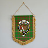 MacKinnon Hunting Modern Tartan Crest Wall Hanging Banner - Wood Pole