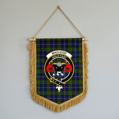 MacLeod of Harris Modern Tartan Crest Wall Hanging Banner - Wood Pole