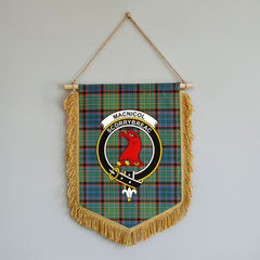 MacNicol Hunting Ancient Tartan Crest Wall Hanging Banner - Wood Pole