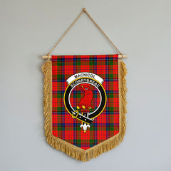 MacNicol (of Scorrybreac) Tartan Crest Wall Hanging Banner - Wood Pole