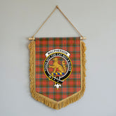MacPherson Weathered Tartan Crest Wall Hanging Banner - Wood Pole