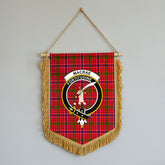 MacRae Modern Tartan Crest Wall Hanging Banner - Wood Pole
