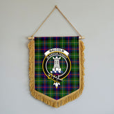 Malcolm (or MacCallum) Tartan Crest Wall Hanging Banner - Wood Pole