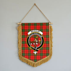 McAulay Modern Tartan Crest Wall Hanging Banner - Wood Pole