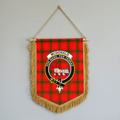 McDonald of Sleat Tartan Crest Wall Hanging Banner - Wood Pole