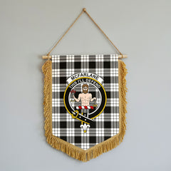 McFarlane Black - White Tartan Crest Wall Hanging Banner - Wood Pole
