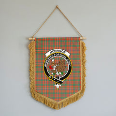 McKinnon Ancient Tartan Crest Wall Hanging Banner - Wood Pole