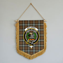 McLaren Weathered Tartan Crest Wall Hanging Banner - Wood Pole