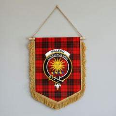 McLeod of Raasay Tartan Crest Wall Hanging Banner - Wood Pole