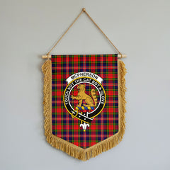 McPherson Modern Tartan Crest Wall Hanging Banner - Wood Pole