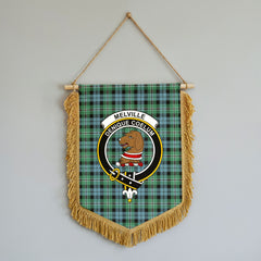 Melville Tartan Crest Wall Hanging Banner - Wood Pole