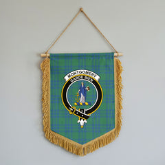 Montgomery Ancient Tartan Crest Wall Hanging Banner - Wood Pole
