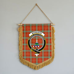 Morrison Red Ancient Tartan Crest Wall Hanging Banner - Wood Pole