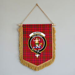 Murray (of Dysart) Tartan Crest Wall Hanging Banner - Wood Pole