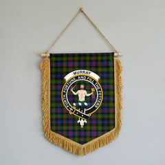 Murray of Atholl Modern Tartan Crest Wall Hanging Banner - Wood Pole
