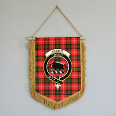 Nesbitt Modern Tartan Crest Wall Hanging Banner - Wood Pole