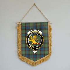 Nicolson Hunting Ancient Tartan Crest Wall Hanging Banner - Wood Pole