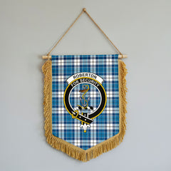 Roberton Tartan Crest Wall Hanging Banner - Wood Pole