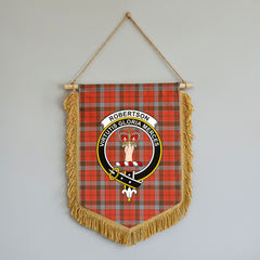 Robertson Weathered Tartan Crest Wall Hanging Banner - Wood Pole