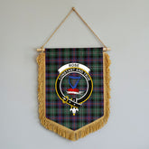 Rose Hunting Modern Tartan Crest Wall Hanging Banner - Wood Pole