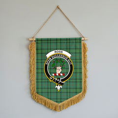 Ross Hunting Ancient Tartan Crest Wall Hanging Banner - Wood Pole