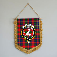 Roxburgh District Tartan Crest Wall Hanging Banner - Wood Pole