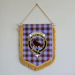 Rutherford Tartan Crest Wall Hanging Banner - Wood Pole