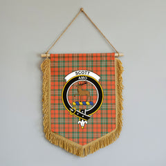 Scott Ancient Tartan Crest Wall Hanging Banner - Wood Pole