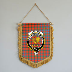 Sinclair Ancient Tartan Crest Wall Hanging Banner - Wood Pole
