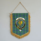 Sinclair Hunting Ancient Tartan Crest Wall Hanging Banner - Wood Pole