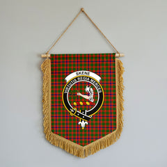 Skene Modern Tartan Crest Wall Hanging Banner - Wood Pole