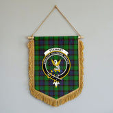 Stewart Old Modern Tartan Crest Wall Hanging Banner - Wood Pole