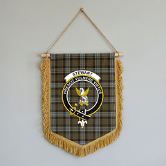 Stewart Old Weathered Tartan Crest Wall Hanging Banner - Wood Pole