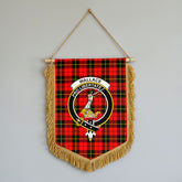 Wallace Hunting Red Tartan Crest Wall Hanging Banner - Wood Pole