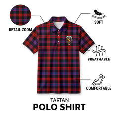 Brown Modern Tartan Crest Birdseye Mesh Polo Shirt