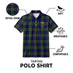 Colquhoun Modern Tartan Crest Birdseye Mesh Polo Shirt