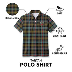 Farquharson Weathered Tartan Crest Birdseye Mesh Polo Shirt