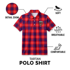 Hamilton Modern Tartan Crest Birdseye Mesh Polo Shirt