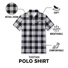 McFarlane Black - White Tartan Crest Birdseye Mesh Polo Shirt