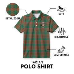 Menzies Green Ancient Tartan Crest Birdseye Mesh Polo Shirt