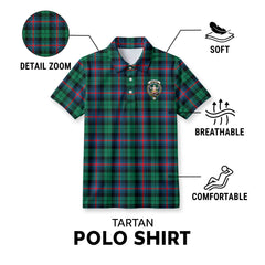 Urquhart Broad Red Ancient Tartan Crest Birdseye Mesh Polo Shirt