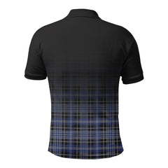 Clark Modern Tartan Crest Polo Shirt - Thistle Black Style