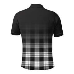McFarlane Black _ White Tartan Crest Polo Shirt - Thistle Black Style