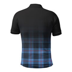 McKay Blue Tartan Crest Polo Shirt - Thistle Black Style