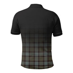 Stewart Old Weathered Tartan Crest Polo Shirt - Thistle Black Style