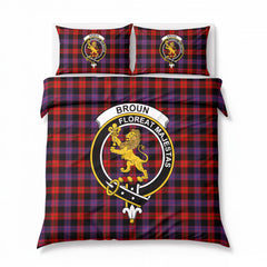Broun Modern Tartan Crest Bedding Set
