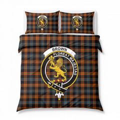 Brown Ancient Tartan Crest Bedding Set