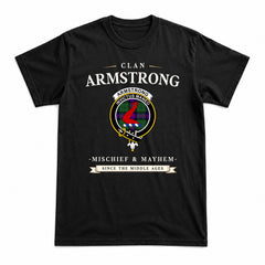 Armstrong Modern Tartan Crest Mischief and Mayhem T-shirt
