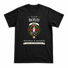 Boyd Modern Tartan Crest Mischief and Mayhem T-shirt