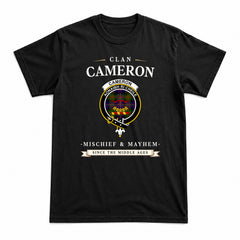 Cameron of Erracht Modern Tartan Crest Mischief and Mayhem T-shirt